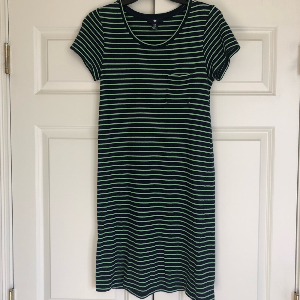 Gap Striped Green T-Shirt Dress, Size XS